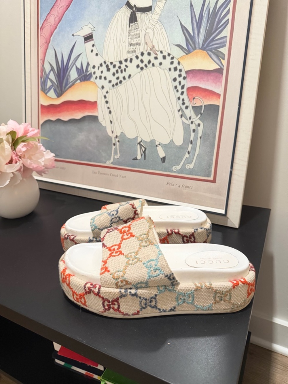 Gucci Multicolor GG Canvas Platform Slide Sandals - Picture 2 of 6
